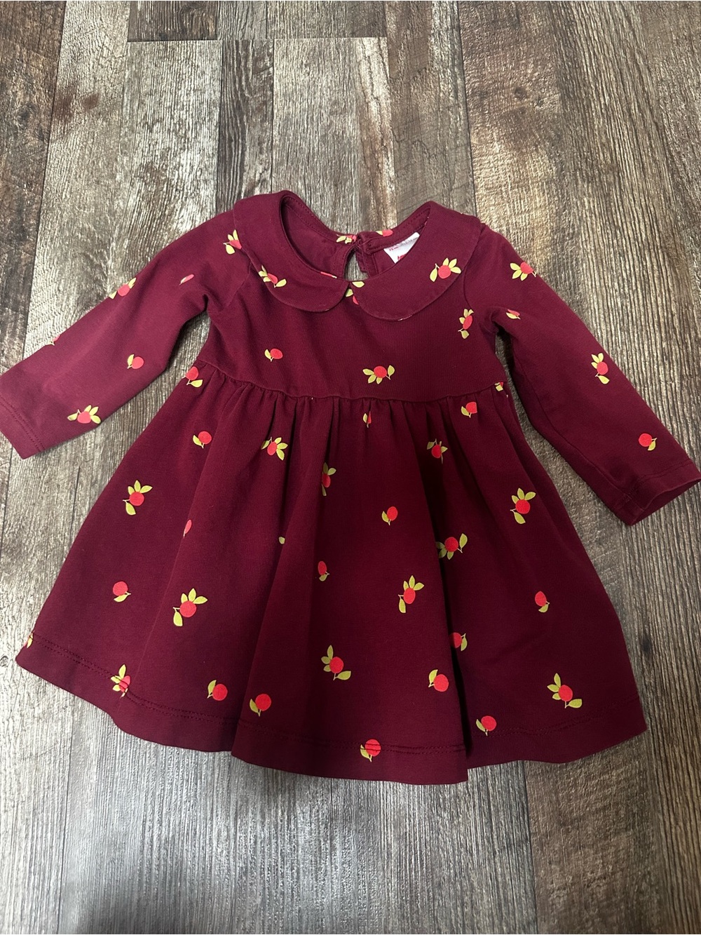 Hanna Andersson Burgundy Long Sleeve Dress with Yellow & Pink Floral Print